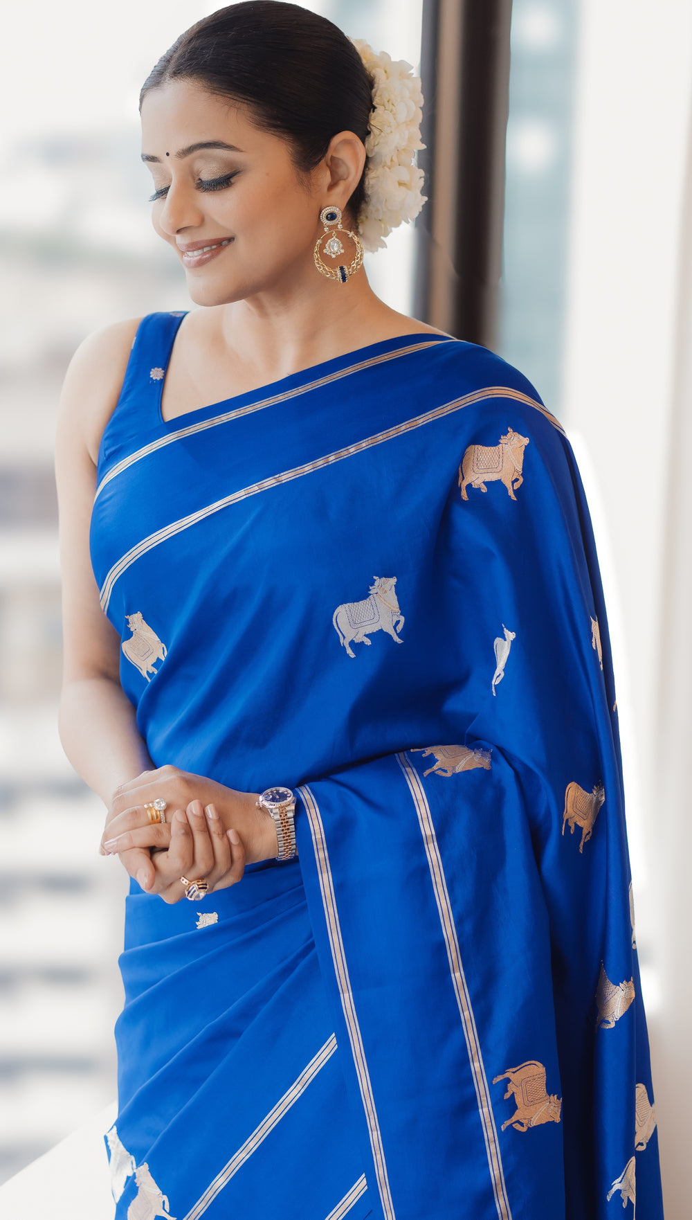 Handwoven Blue Banarasi Katan Soft Silk Saree