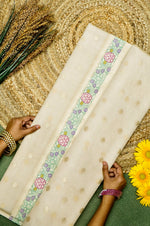 Handwoven Off White Banarasi Kora Tissue Silk Saree