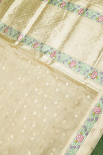 Handwoven Off White Banarasi Kora Tissue Silk Saree
