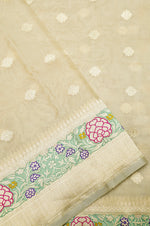 Handwoven Off White Banarasi Kora Tissue Silk Saree
