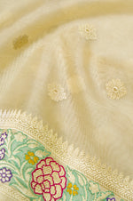 Handwoven Off White Banarasi Kora Tissue Silk Saree