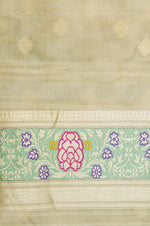 Handwoven Off White Banarasi Kora Tissue Silk Saree