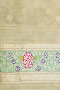 Handwoven Off White Banarasi Kora Tissue Silk Saree