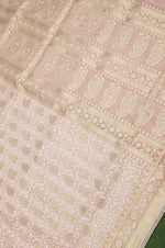 Handwoven Pastel Peach Banarasi Organza Saree