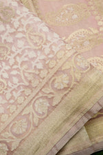 Handwoven Pastel Peach Banarasi Organza Saree