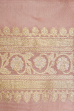 Handwoven Pastel Peach Banarasi Organza Saree