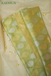 Handwoven Green Real Zari Banarasi Katan Silk Saree