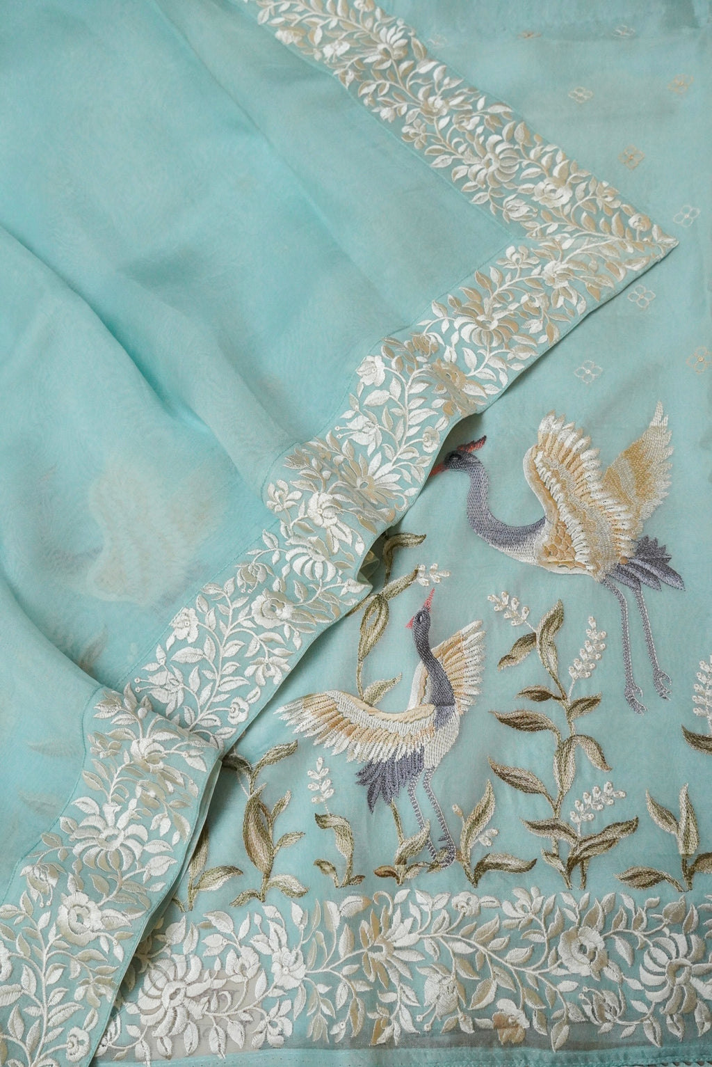 Designer Sky Blue Organza Suit