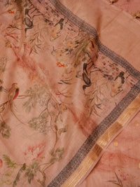 Handwoven Peach Banarasi Linen Silk Suit