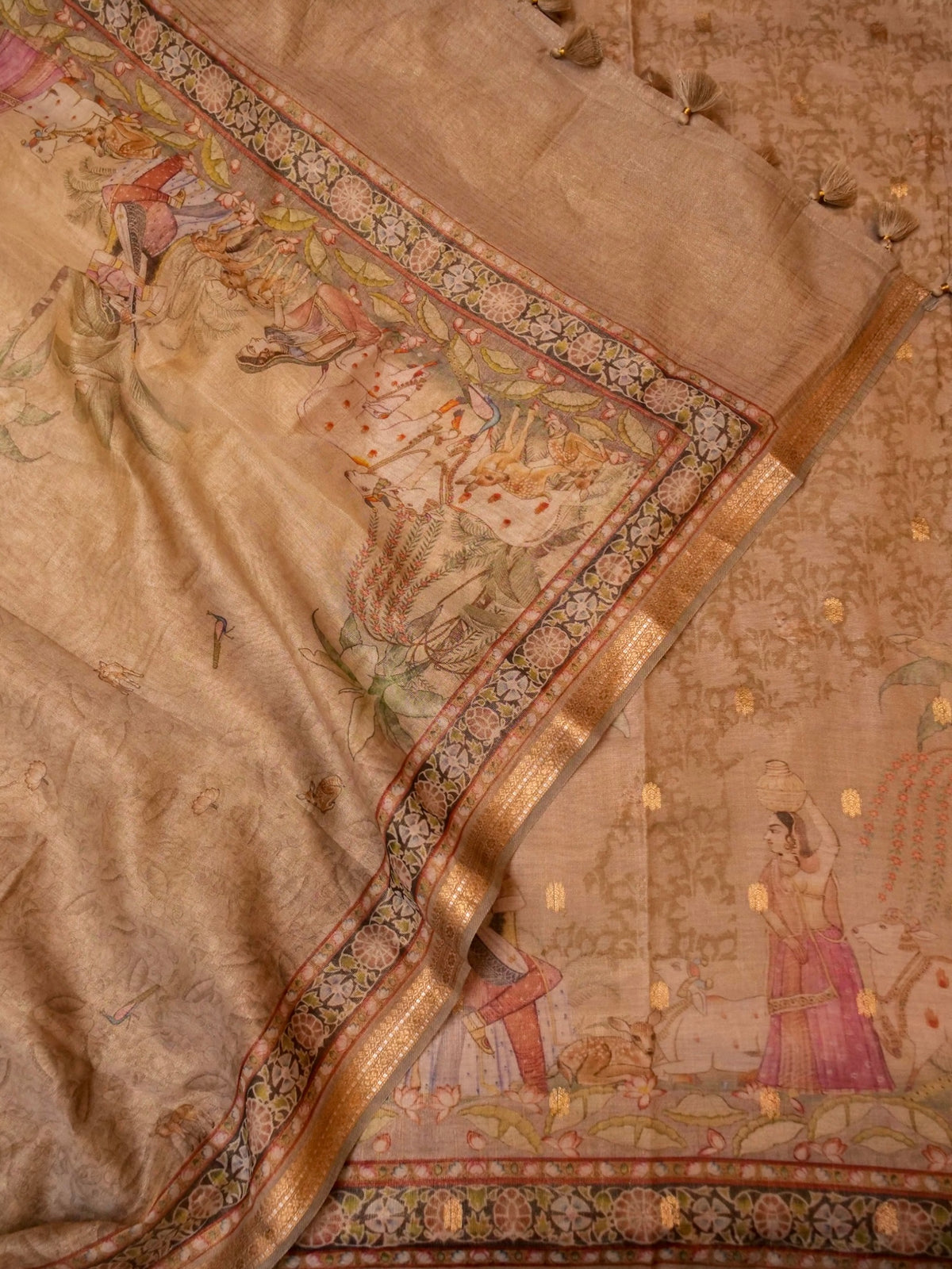 Handwoven Pastel Brown Banarasi Tissue Silk Suit