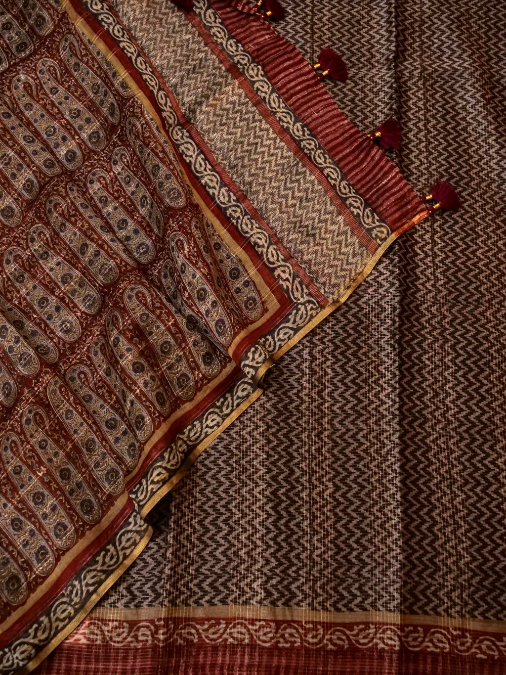 Handwoven Maroon Banarasi Cotton Silk Suit