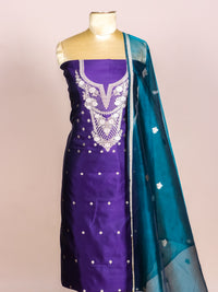 Handwoven Violet Banarasi Katan Silk Suit