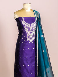 Handwoven Violet Banarasi Katan Silk Suit