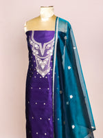 Handwoven Violet Banarasi Katan Silk Suit