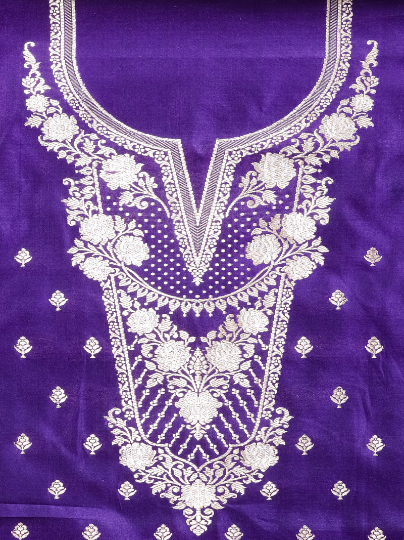 Handwoven Violet Banarasi Katan Silk Suit