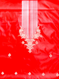 Handwoven Red Banarasi Katan Silk Suit