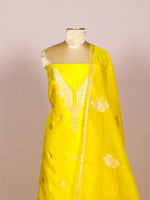 Handwoven Yellow Banarasi Katan Silk Suit