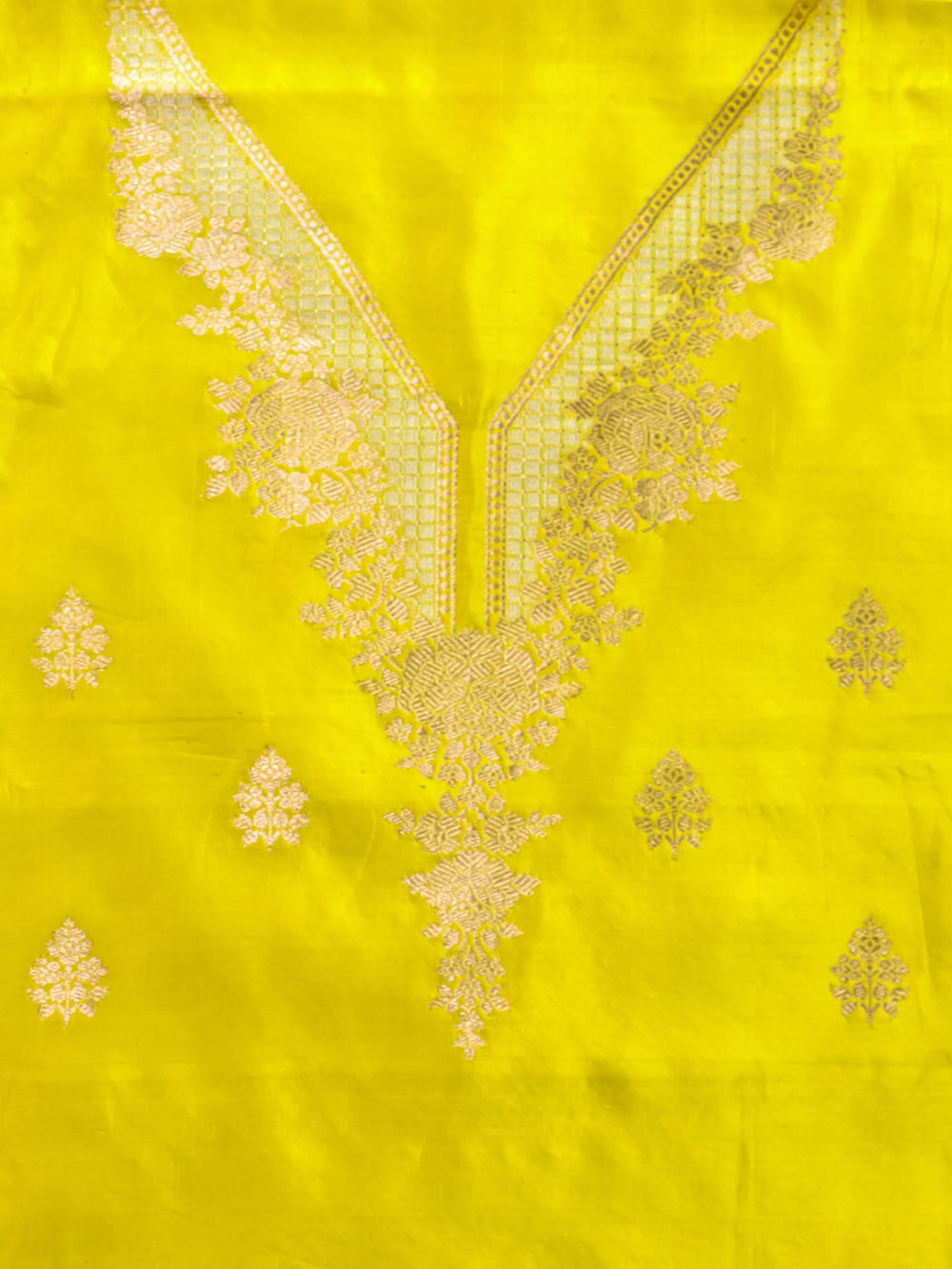 Handwoven Yellow Banarasi Katan Silk Suit