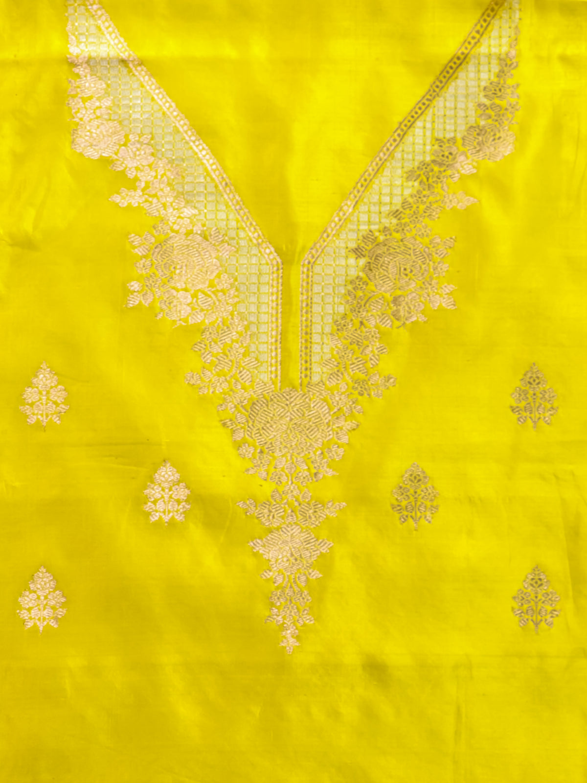 Handwoven Yellow Banarasi Katan Silk Suit