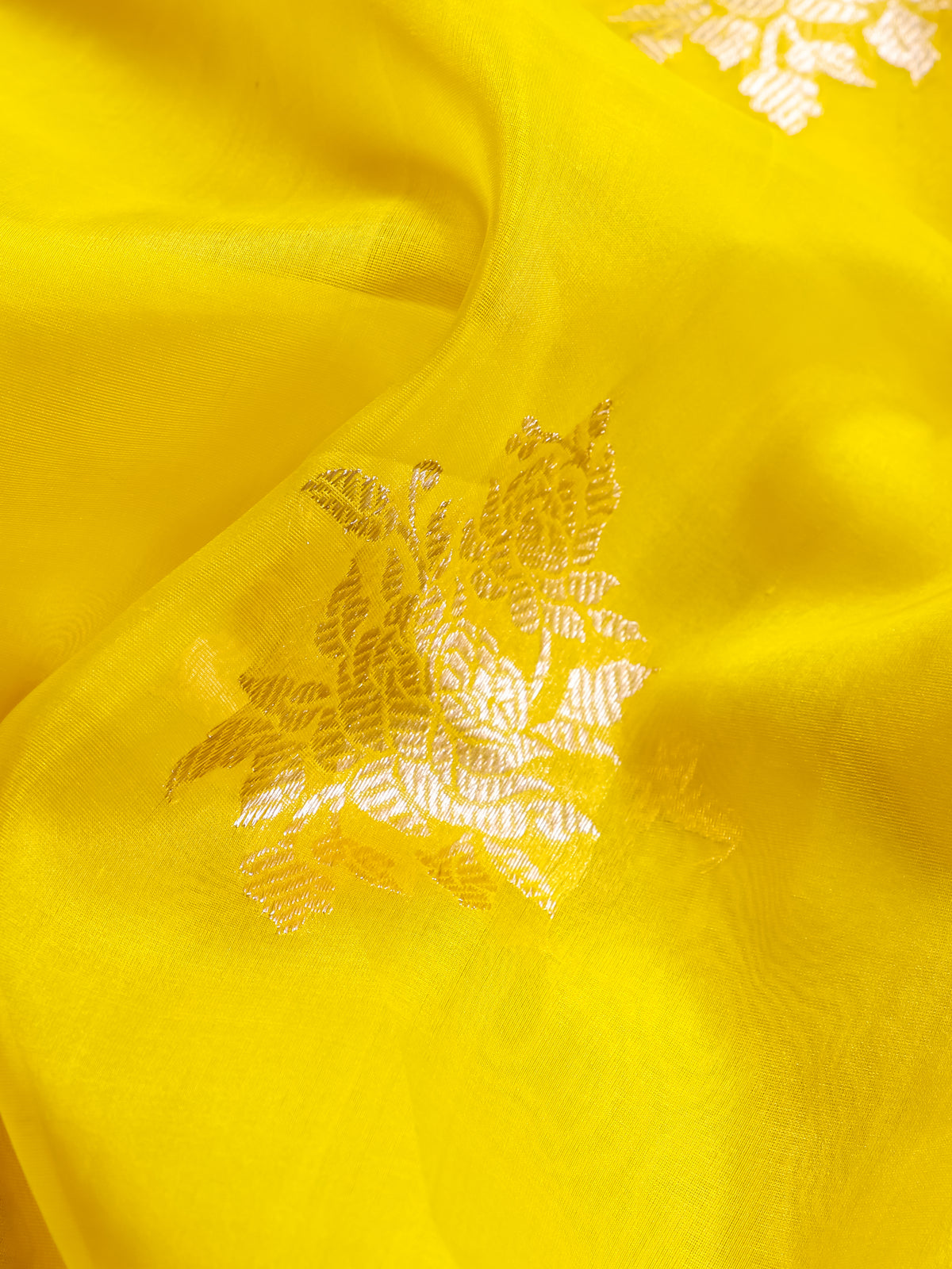 Handwoven Yellow Banarasi Katan Silk Suit