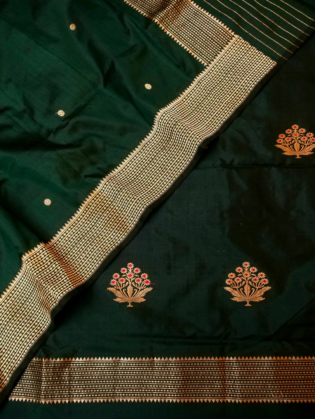 Handwoven Green Banarasi Katan Silk Suit