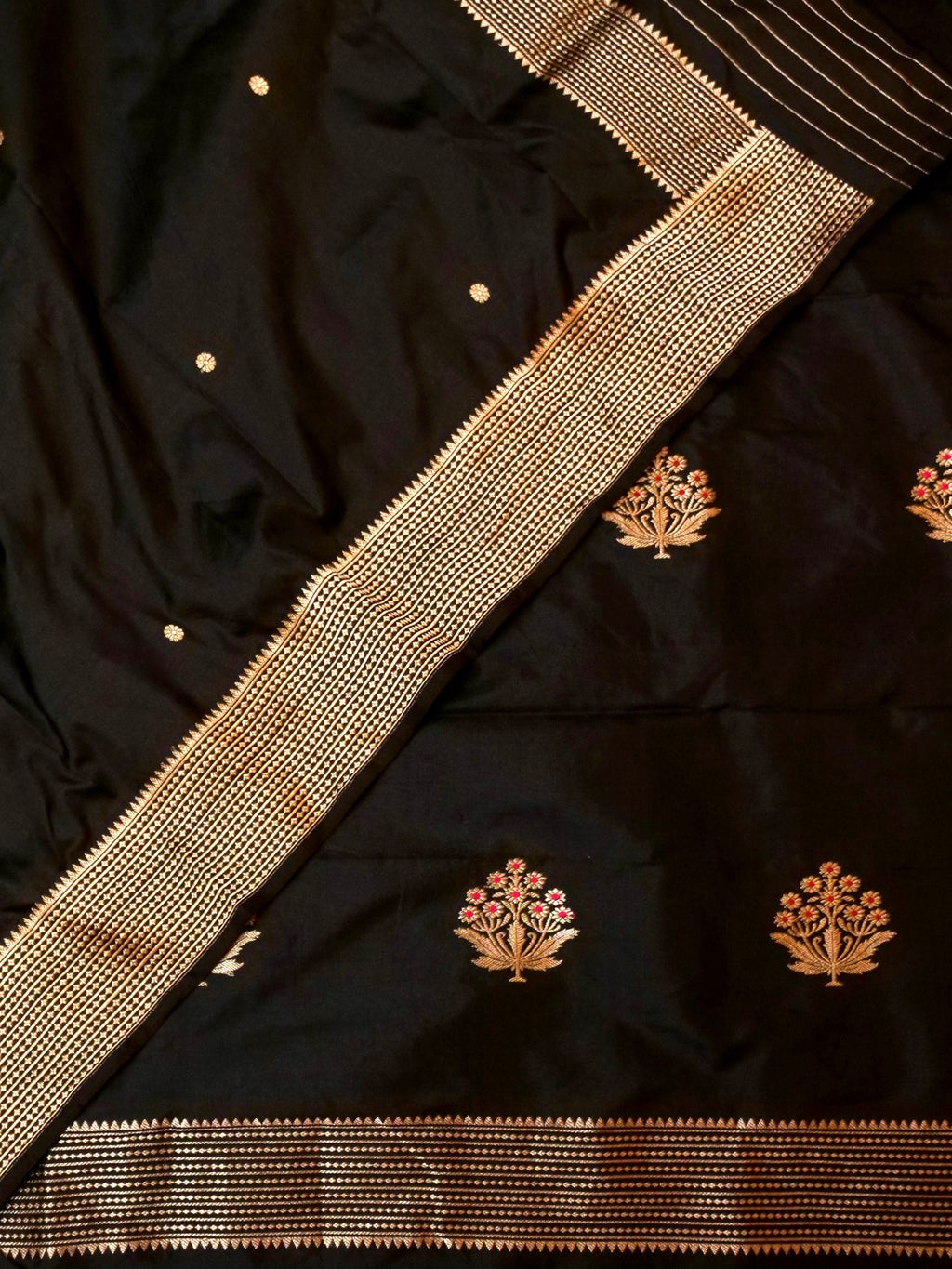 Handwoven Black Banarasi Katan Silk Suit