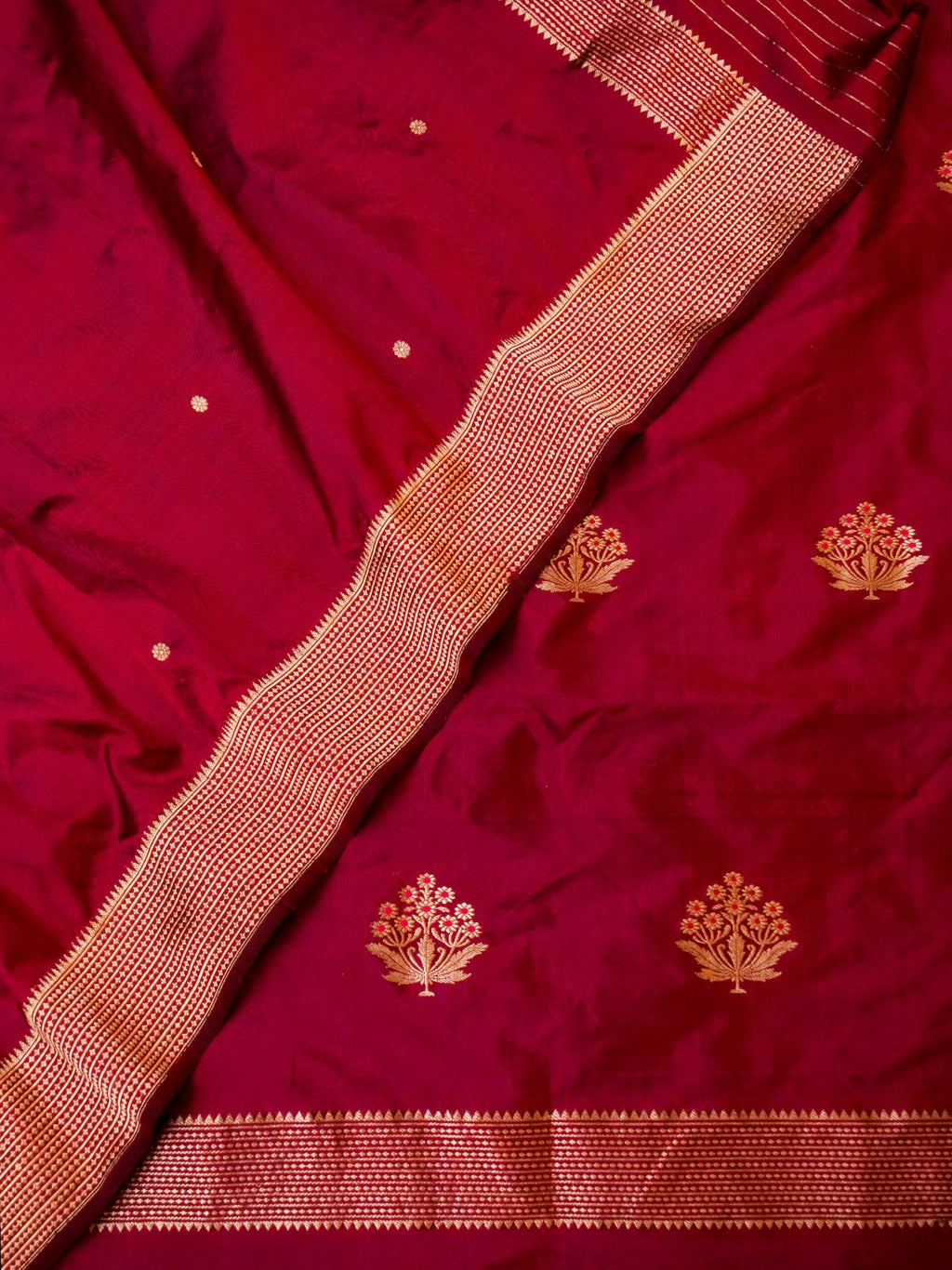 Handwoven Maroon Banarasi Katan Silk Suit