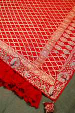 Designer Red Khaddi Silk Saree