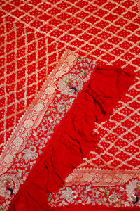 Designer Red Khaddi Silk Saree