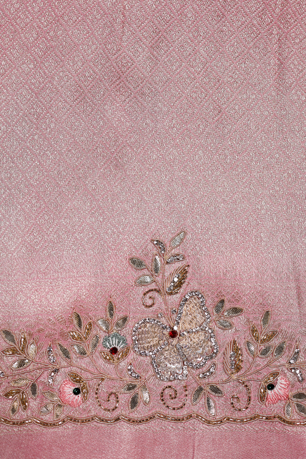 Designer Onion Pink Tissue Silk Saree