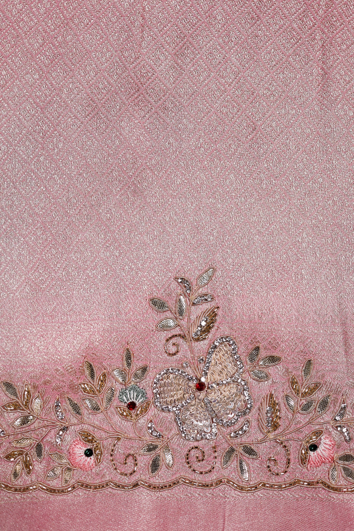 Designer Onion Pink Tissue Silk Saree