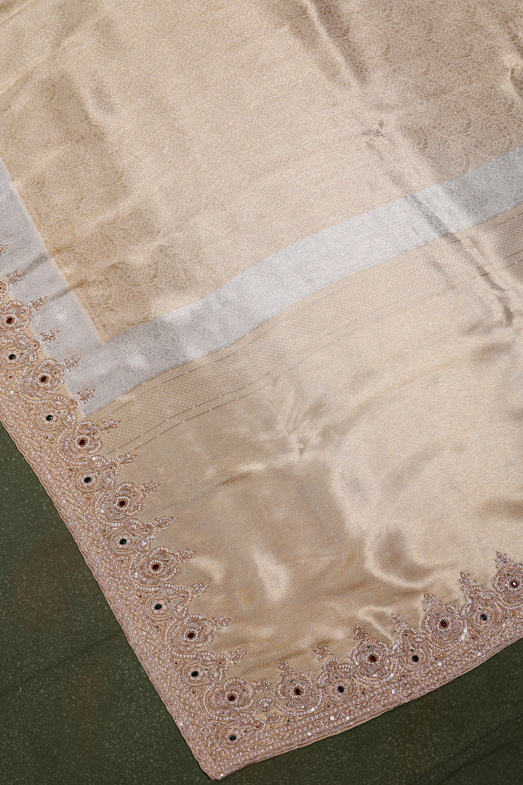 Designer Silver & Gold Tissue Silk Saree