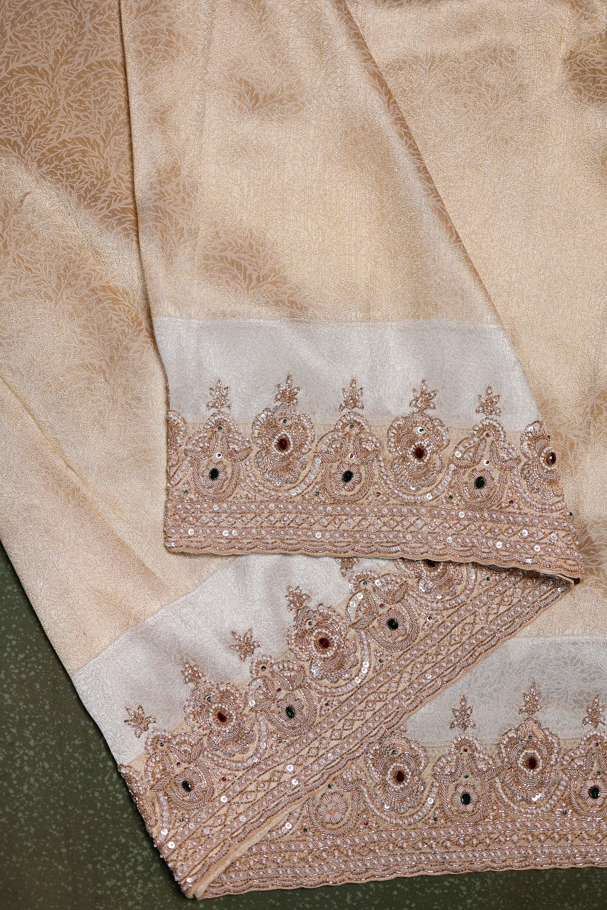 Designer Silver & Gold Tissue Silk Saree