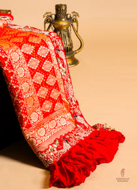 Handwoven Red Banarasi Khaddi Georgette Saree