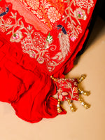 Handwoven Red Banarasi Khaddi Georgette Saree