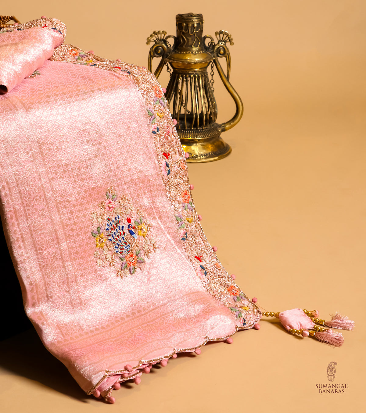 Handwoven Baby Pink Banarasi Katan Soft Silk Saree