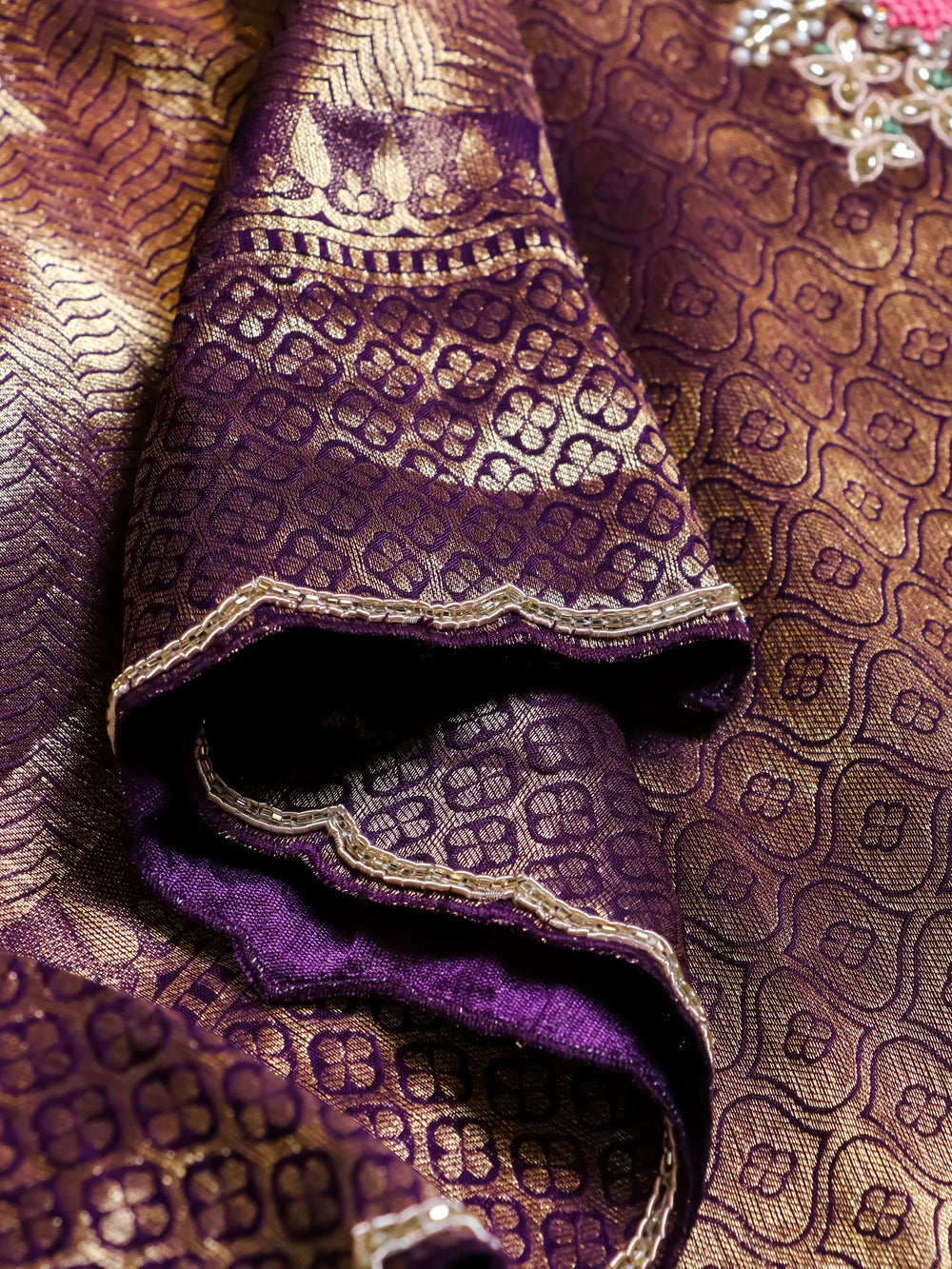 Handwoven Dark Purple Banarasi Katan Silk Saree