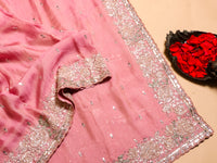 Designer Pink Tissue Georgette Saree