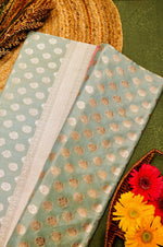 Handwoven Pastel Green Banarasi Katan Silk Saree