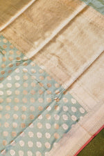 Handwoven Pastel Green Banarasi Katan Silk Saree