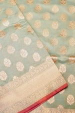 Handwoven Pastel Green Banarasi Katan Silk Saree