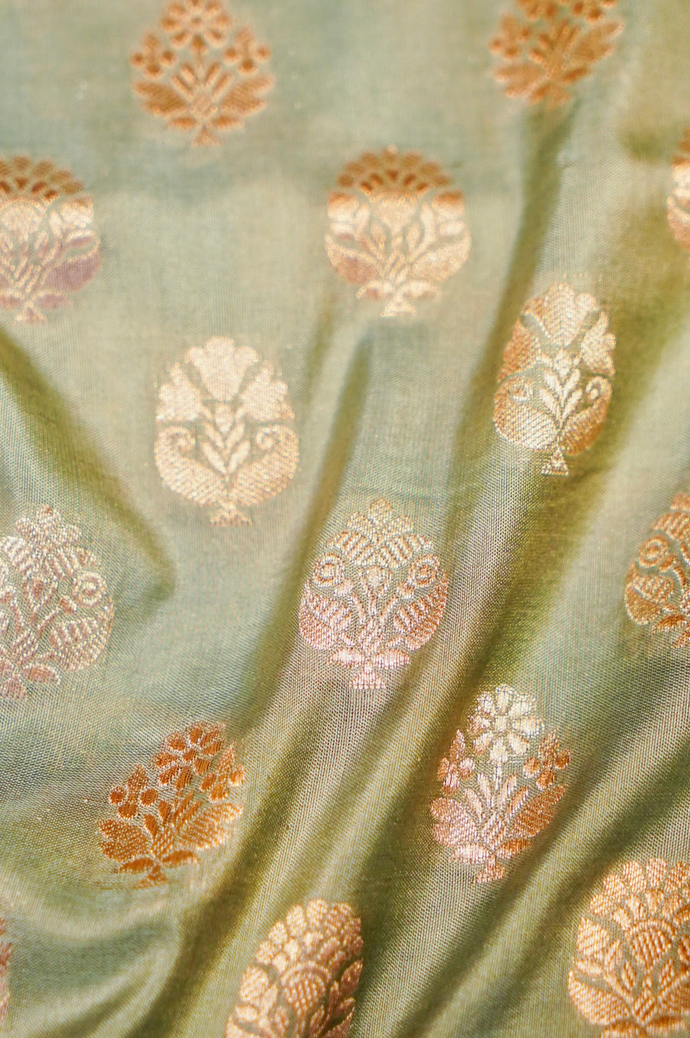 Handwoven Pastel Green Banarasi Katan Silk Saree