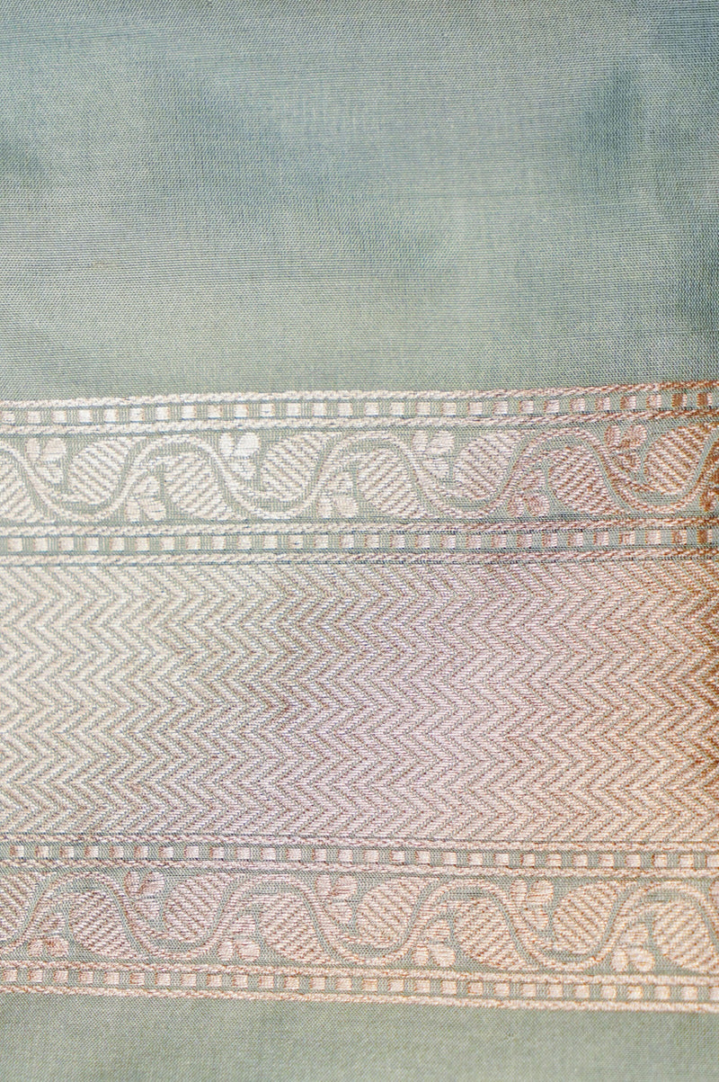 Handwoven Pastel Green Banarasi Katan Silk Saree