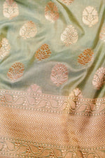 Handwoven Pastel Green Banarasi Katan Silk Saree