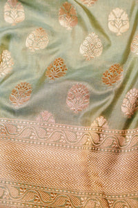 Handwoven Pastel Green Banarasi Katan Silk Saree