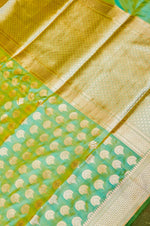Handwoven Light Green Banarasi Katan Silk Saree