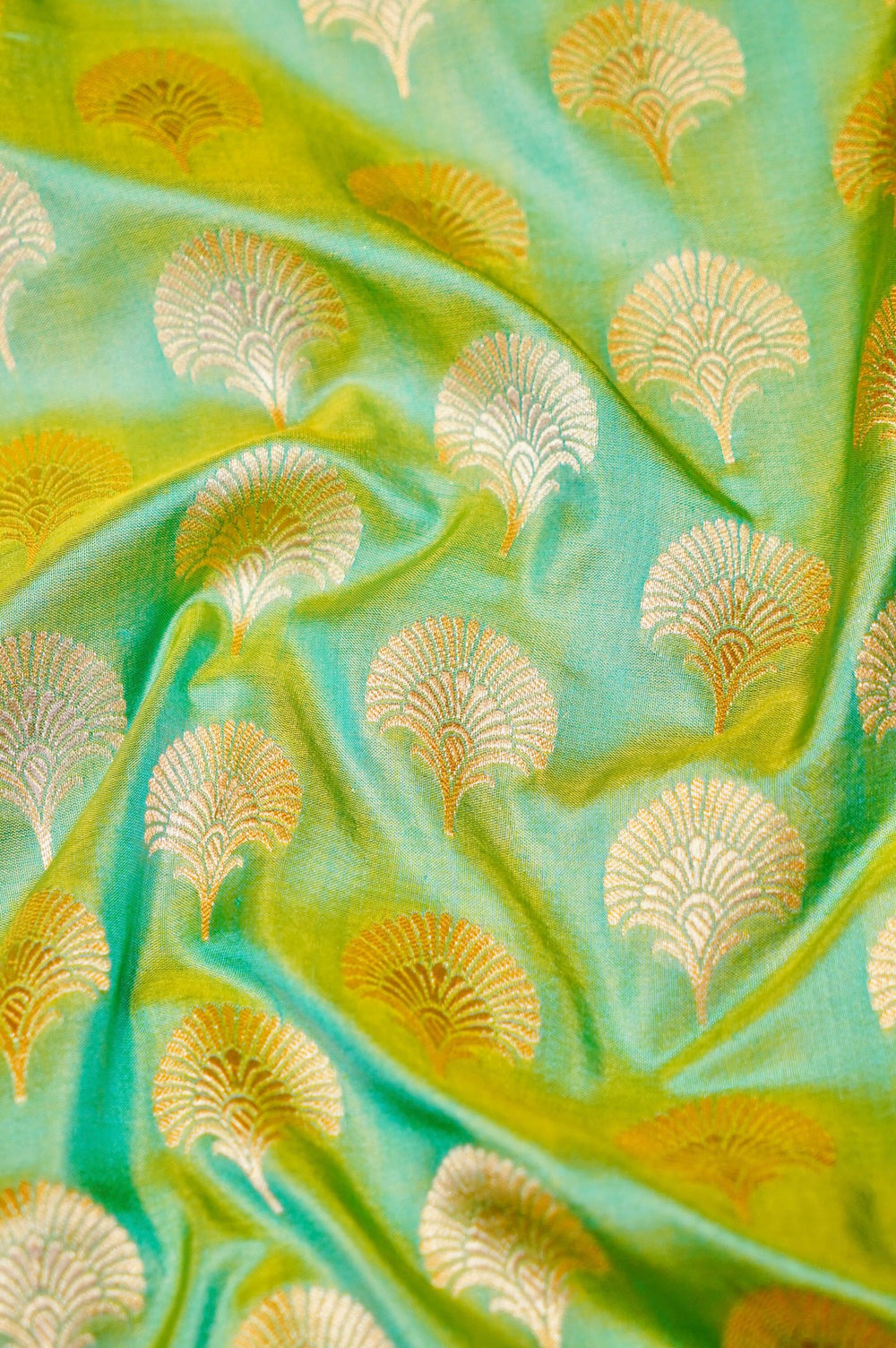 Handwoven Light Green Banarasi Katan Silk Saree