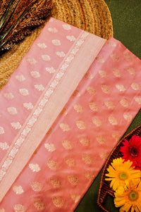 Handwoven Pastel Peach Banarasi Katan Silk Saree