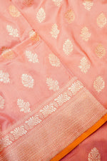 Handwoven Pastel Peach Banarasi Katan Silk Saree