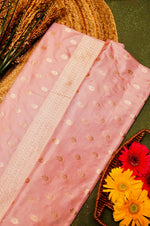 Handwoven Pastel Peach Banarasi Katan Silk Saree